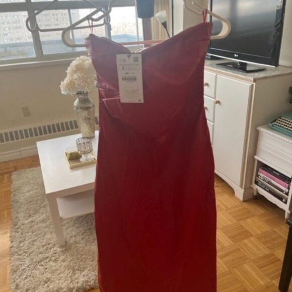 Zara Red Leather Dress - Brand New! - Picture 2 of 3